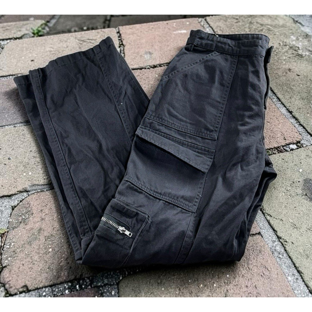 Angel Kiss Gray Utility Cargo Pant Sz 1/25 Y2K Streetwear Straight Leg